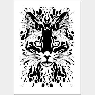 Cute Cat Illusion Design, Funny Cat Lover Gift Idea Posters and Art